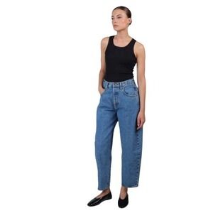 Ética Barrel Leg Jeans Size 26 Medium Wash High Rise Sustainable Denim